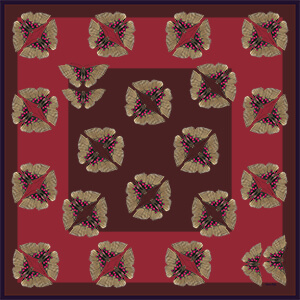 graphic butterfly printed Bordeaux color silk scarf