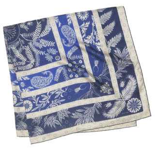 plant and insect printed big blue silk bandana