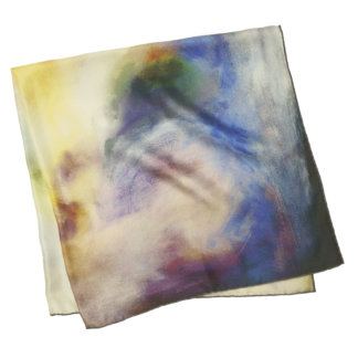 artist collaboration silk scarf with Kang