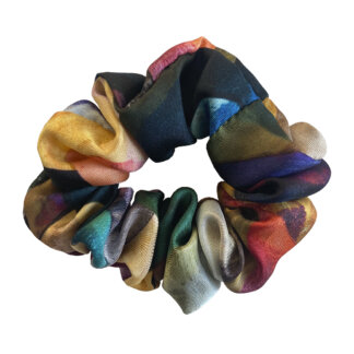 colorful silk hair scrunchy with artist collaboration with Kang
