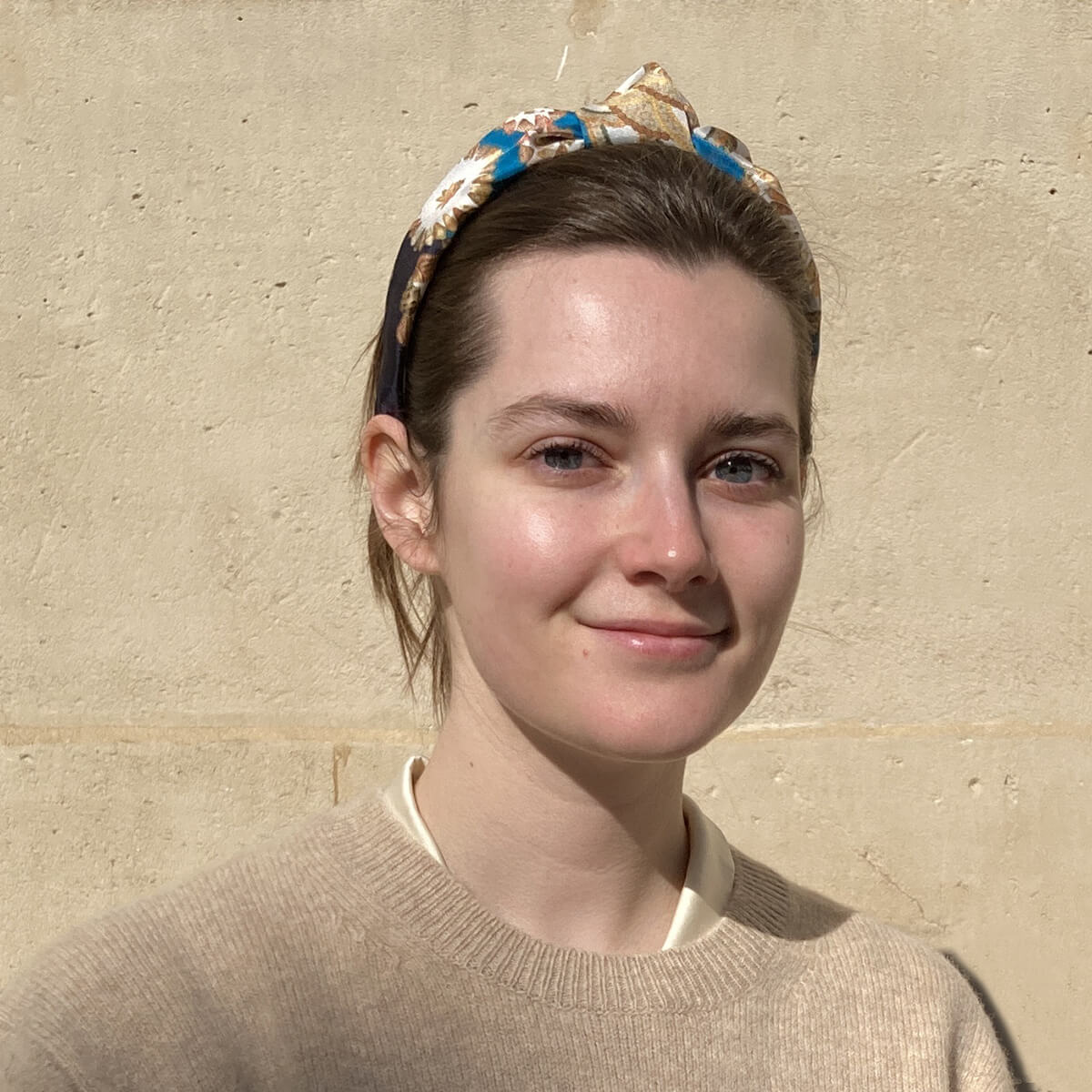 seashell printed blue silk hairband