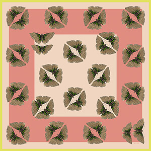 pair of butterflies printed sift pink and cream color silk scarf