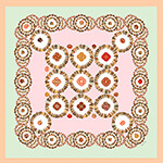 flowers trees houses printed grey and pink silk twill scarf design for mobile