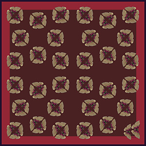 pait of butterflies printed dark red large silk scarf
