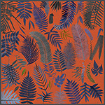 leaf printed orange large silk scarf