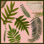 leaf printed small pink silk scarf
