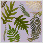 leaf printed small light blue silk scarf