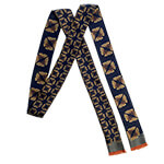 pair of butterfly printed navy color skinny and long scarf