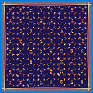 crab and pearl printed large purple color Silk scarf