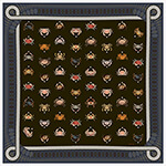 crab and pearl printed dark grey and blue silk scarf